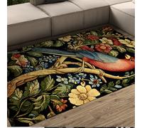 FEIPUHOME Art Tapis d’intérieur rétro orientaux avec Support antidérapant Tapis Lavable à Motif d’Oiseaux Floraux pour Chambre à Coucher de Ferme Salle d’étude 60x90cm