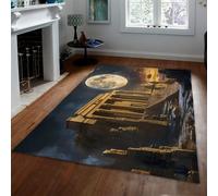 FEIPUHOME Art Tapis de Luxe rétro Clair de Lune Rome Antique ruines Motif Porte d’entrée Tapis pour entrée Décoration intérieure Lavable en Machine à Poils Ras 60x120cm