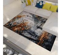 FEIPUHOME Art Tapis de scène de Rue de Paris Abstrait Moderne Lavable Doux à Poils Ras antidérapant Tapis de Sol pour sous la Table Bureau à Domicile décor Noir et Blanc 180x200cm
