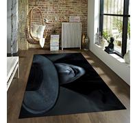 FEIPUHOME Art Tapis esthétiques Sombres Mysterious Stranger Figure avec des Tapis à Motif de Chapeau Noir pour la Chambre à Coucher Vivant Devant la cheminée à Poils Ras 180x280cm