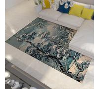 FEIPUHOME Art Tapis Japonais de Style Ukiyo-E Mince à Poils Ras Confortable enneigé au Bord du lac scène Tapis pour Salon Chambre Appartement dortoir Lavable antidérapant 160x200cm