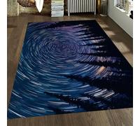 FEIPUHOME Art Tapis Mince Doux Lavable Mystérieux Ciel étoilé Galaxy Swirl Tapis avec forêt de pins la Nuit pour Chambre à Coucher Salon décoration intérieure 180x280cm