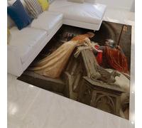 FEIPUHOME Art Tapis Renaissance Princesse et Chevalier célèbre Peinture Imprimer Tapis pour Salon Studio & Chambre avec Support antidérapant à Poils Ras 60x90cm