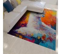 FEIPUHOME Art Tapis rétro Mignon Motif alpaga Lama coloré Impressions Tapis antidérapants lavables pour Salon Chambre à Coucher Table à Manger Accent de Sol 160x230cm