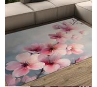 FEIPUHOME Art Tapis rétro Modernes Rose Fleur de pêcher Branches Motif Confortable à Poils Ras pour Salon Chambre Appartement Lavable Doux antidérapant Tapis de Sol 180x270cm