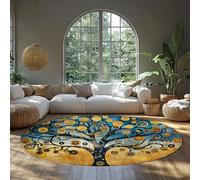 FEIPUHOME Art Tapis Ronds antidérapants de Style Exotique Tapis Abstrait Arbre de Vie Grand Tapis de Sol Lavable antidérapant Doux pour Salle de Jeux pépinière Appartement 200x200cm