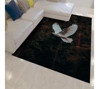 FEIPUHOME Art Thème de la Nature Mince Tapis forêt Blanc Oiseau Volant Design pour Salon Chambre à Coucher Bureau à Domicile Tapis de Sol intérieur Lavable antidérapant 160x200cm
