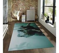 FEIPUHOME Art Thème Horreur Tapis d’intérieur Dinosaure Lézard Mystérieux Préhistorique Reptile Impressions Tapis Doux Confortable Chambre Adolescent Décoration de la Maison 90x150cm
