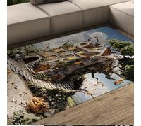 FEIPUHOME Art Thème Thanksgiving Salon Tapis de Chevet Mystérieux Surréaliste Cabine Motif Tapis Non Glissant Lavable pour Les Filles Chambre Appartement 60x90cm