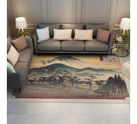 FEIPUHOME Art Ukiyo-E Style Paysage Japonais Tapis Cloche du Soir célèbre Peinture Impressions intérieur antidérapant Mince Tapis de Sol pour Porte arrière sous-Sol 120x150cm