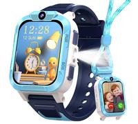 FeipuQu Montre Connectée Enfant 4G GPS Appel Vidéo SOS Montre Téléphone SIM Mode École Zone de Sécurité Caméra IP68 850mAh Bleu