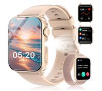 FeipuQu montre connectée femme, appel et sms,1.91' HD Smartwatch,Lampe de poche,Assistant vocal,étanche,Pédomètre -Rose