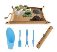 FEIQIAO Tapis de jardin en cuir, tapis de rempotage, tapis de plantes succulentes portable, tapis de jardin imperméable et épais pliable, plaque de pot pour rempotage de plantes (brun, 60 cm x 30 cm)