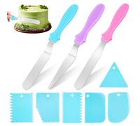 Feirdhoo Set de 9 Spatule Coudee Patisserie - 3 Spatule Coudée Professionnelle pour Décorer Les Gâteaux, Pâtisseries et Desserts Avec 6 Racloirs Lissage Gateau
