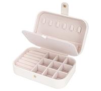 FEISCON Boîte à bijoux de voyage, organisateur de bijoux pour filles, petite boîte de rangement à bijoux pour collier, bague et boucles d'oreilles, boîte à bijoux pour filles/blanc