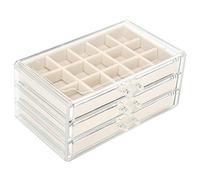 FEISCON Boîte à bijoux en acrylique transparent avec 3 tiroirs réglables et plateaux en velours pour organisation de maquillage et bijoux