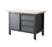 Feistos Établi en acier et bois 3 tiroirs Titos 1 - 120 x 60 x 86 cm - FETSK5413