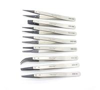 Feita 8pcs ESD ACIER INOXYDABLE tête de pince à épiler antistatique précision de précision pour outil industriel, électricité, laboratoire