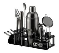 FEITAOOZ Shaker Cocktail, Kit Shaker à Cocktail, Kit de préparation de Boissons en Acier Inoxydable, for Bar à Domicile(Black)