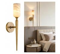 FEITENGDA Applique Murale Onyx Bras Forme Lance Style Français Moderne | Fixation Murale Cylindrique, Tige Métal Conique & Base Ronde, Douille G9, Lanterne pour Salon,Chevet Chambre(Gold)