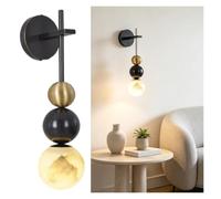 FEITENGDA Applique Murale Onyx Sphère Pendante Style Moderne Médiéval | Luminaire mural d'intérieur avec orbe en métal bi-ton, lanterne suspendue à douille G9 for salon, chambre à coucher, chevet