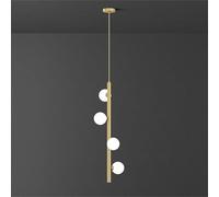 FEITENGDA Lampe suspendue style long doré du milieu du siècle, abat-jour globe en verre à plusieurs têtes, lustre intérieur moderne en laiton, lampadaire décoratif for cuisine, îlot, chambre(4 heads)
