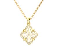 FEITENGU Discret et pourtant raffiné, bracelet, collier, bagues, fabriqué en argent sterling S925 et coquillages, design classique, fleur à quatre feuilles, bijou tendance, Argent sterling