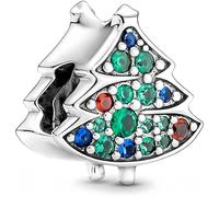 Feitery Breloque bonhomme en pain d'épice compatible avec les bracelets Pandora en forme de cœur - Cadeau de Noël pour femme, Zircone cubique, Zircone cubique