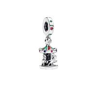 Feitery Breloque bonhomme en pain d'épice compatible avec les bracelets Pandora en forme de cœur - Cadeau de Noël pour femme, Zircone cubique, Zircone cubique