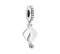 Feitery Casquette de Graduation Argentée Diplôme en 2024 Charms Coeur Compatible avec les Bracelets et Colliers Pandora et Perles pour Femme Charm Souvenirs de la Remise des Diplômes