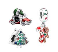 Feitery Christmas Charms et Perles pour Femme Charm Compatible avec les Bracelets et Colliers Pandora,Cadeaux de Noël