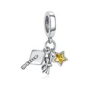Feitery Diplôme en 2024 Charms Coeur Compatible avec les Bracelets et Colliers Pandora et Perles pour Femme Charm Souvenirs de la Remise des Diplômes