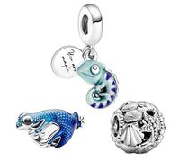 Feitery Ensemble de Trois(Gecko-Caméléon-Coquillage) Charms Compatible avec les Bracelets et Colliers Pandora Voyageant Perles pour Femme