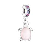 Feitery La Tortue Rose Charms Compatible Pandora les Bracelets et Colliers La Mer Bleue Charm et Perles pour Femme Bijoux pour L’été