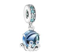 Feitery Pendentif Poulpe Charms Compatible Pandora les Bracelets et Colliers La Mer Bleue Charm et Perles pour Femme Bijoux pour L’été