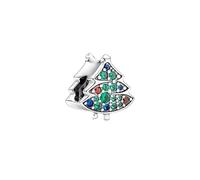 Feitery Sapin de Noël Vert Christmas Charms et Perles pour Femme Charm Compatible avec les Bracelets et Colliers Pandora,Cadeaux de Noël