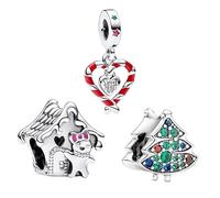 Feitery Triade-B Christmas Charms et Perles pour Femme Charm Compatible avec les Bracelets et Colliers Pandora,Cadeaux de Noël