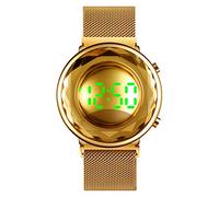 FeiWen Femme Fashion Montres Acier Inoxydable Touchez LED Électronique Digital Eclairage Montre Bracelet (Couleur Or)