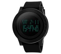 FeiWen Grand Cadran Digital Sport Montres Bracelet de Mixte 50M Étanche Plastique de la Lunette et Caoutchouc Ruban Outdoor Multifonctionnel Militaires Digital Sport Montre, Noir