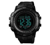 FeiWen Grand Cadran Homme Sport Montres 50M Étanche LED Électronique Alarme Chronomètre Temps Double Calendrier Outdoor Militaires Digital Montre Bracelet (Noir)