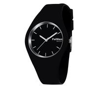 FeiWen Minimalisme Montre Bracelet de Femme et Fille Mode Elégant Analogique Quartz Caoutchouc Décontracté Mixte Montre 12 Couleur (Noir)