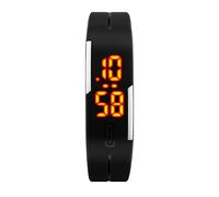 FeiWen Minimalisme Montres Bracelet Digital Sport Rectangulaire Plastique de la Lunette et Caoutchouc Ruban Outdoor Montre Rétro Eclairage LED Affichage (Noir)