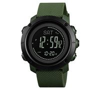 FeiWen Mixte Outdoor Multifonctionnel Sport Digital Plastique Montres Bracelet et Caoutchouc Ruban Boussole Podomètre Altimètre Baromètre Thermomètre Militaires Montre (Vert 1)