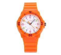 FeiWen Mode Simple Montre Bracelet de Enfant Rotatif Cadran de Multicolore Analogique Quartz 5ATM Étanche Plastique de la Lunette et Caoutchouc Ruban Fille et Garçon Montres, Orange