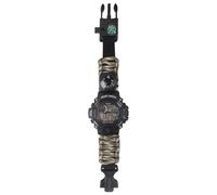 FeiWen Montre Digitale Militaire de Survie Multifonction Extérieure pour Hommes, Bracelet Étanche Boussole Thermomètre Sifflet Silex Bâton Rétroéclairage