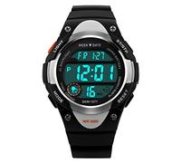 Feiwen Simple Montre Bracelet de Enfants Digitale Sport LED Multifonctionnel Outdoor Militaires 50M Étanche Montres de Garçon Plastique de la Lunette et Caoutchouc Ruban Alarme, Noir