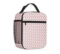 feiyuzhang Boîte à déjeuner isotherme réutilisable et portable pour homme et femme, motif oiseaux, éléments de la faune hawaïenne, pour adultes, pour bureau, travail, pique-nique, rose blanc, 25,4 x