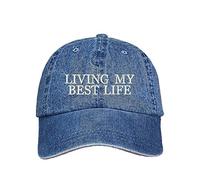 feiyuzhang Chapeau de soleil unisexe Living My Best Life Dad Hat - Casquette de baseball - Unisexe, denim, Taille unique