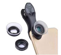 Feiyx Kit d'objectifs pour téléphone portable avec pare-soleil, objectif macro 12/24 fois 24 fois universel pour téléphone portable, téléobjectif externe pour téléphone portable