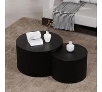 FeiZhiYanS Ensemble de 2 Tables Basses gigognes Rondes avec Pieds antidérapants, Style Moderne du Milieu du siècle, en Bois cannelé, idéales pour Le Salon, Les Petits espaces, Le Balcon,B